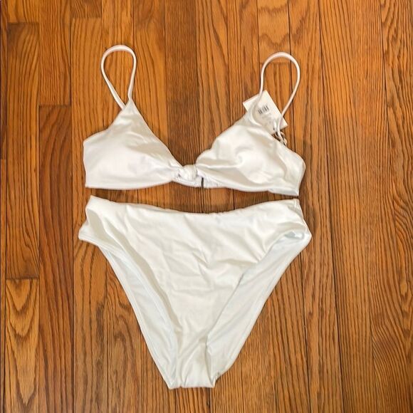 Andie bikini Set Santorini Top 90s High Waisted Bottom White size L NWT - Picture 2 of 14